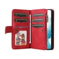 thumbnail image 5 of Multifunctional Case for Samsung S20 FE,[RFID Blocking] 9 Credit Cards Holder with Wrist Strap, Premium PU Leather Zipper Wallet Purse Magnetic Flip Phone Cover for Samsung Galaxy S20 FE, Red, 5 of 11