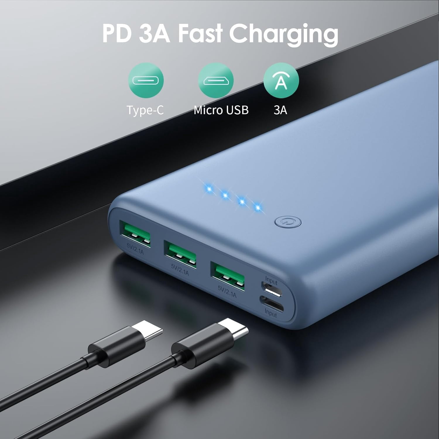 General Portable Charger 36800mAh,4 Outputs Power Bank, Dual Input 5V/3A External Battery Pack,USB-C in&Out High-Speed Charging Backup Charger Compatible with iPhone 16/15/14/13,S23 Android Phone