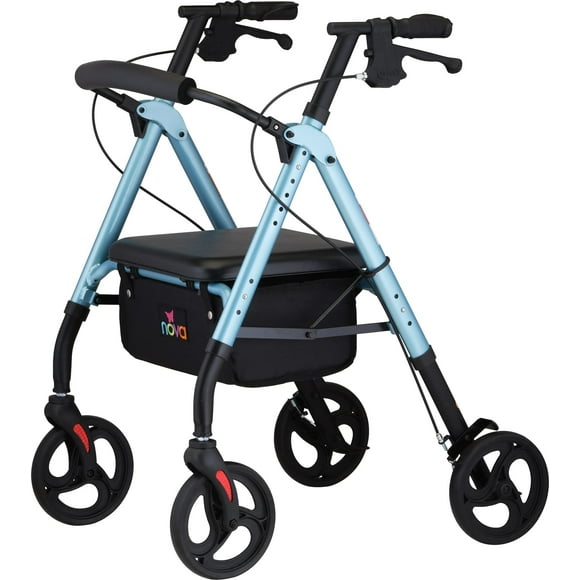 NOVA Star 8 OS Rollator Walker with Perfect Fit Size System, Lightweight & Foldable, Great for Travel, Color Diamond Sky Blue, User Height: 5'3" -6'2"