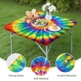 thumbnail image 4 of Colorful Rainbow Tie Dye Spiral Pattern Square Fitted Tablecloth with Elastic Edge,Square Table Cover,Washable Elastic Table Cover for Home Kitchen Party Decor 36"x36", 4 of 6