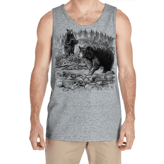 Mens Tank Tops Black Bear Wildlife North American USA Mens Shirts Sleeveless Tees