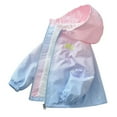 thumbnail image 4 of Little Girls Gradient Color Rain Jackets Lightweight Windproof Hoodie Jacket Kids Waterproof Windbreaker 4-14 Years, 4 of 7