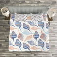 thumbnail image 3 of Ambesonne Ocean Quilted Bedspread Set 3 Pcs, Abstract Marine Seashells, Queen Size, Navy Blue Marigold, 3 of 3