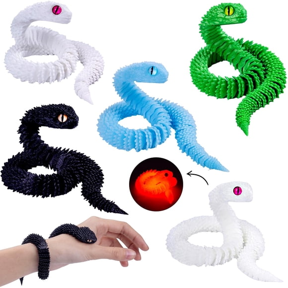 Nerfcareani Set de 5 serpientes flexibles impresas en 3D de 30 cm
