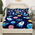 thumbnail image 3 of Sábana Ajustable Twin Size Cartoon Rocket Planet Print juego de cama 2pcs para niños, 3 of 5