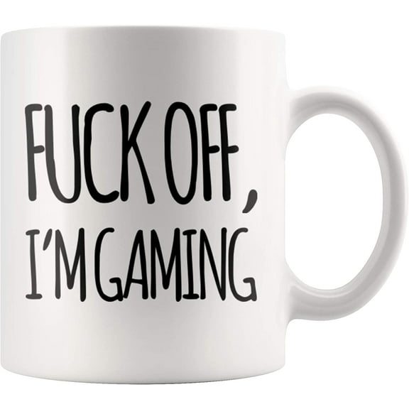 F Off I'm Gaming Gamer Gifts Sarcastic Game Lover Dad Brother Video Game Lover Funny Birthday Novelty Drinkware Ceramic Mug (11 oz, White)