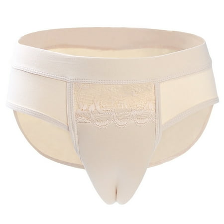 Mairbeon Men Panties Close Fit Stretchy Lace Camel Toe Briefs Hip Lift Hiding Gaff Panty Thong for Transgender Crossdresser Shemale
