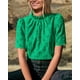 thumbnail image 2 of Blusa PRETTYGARDEN de verano con ojales bordados en verde para mujer, 2 of 7