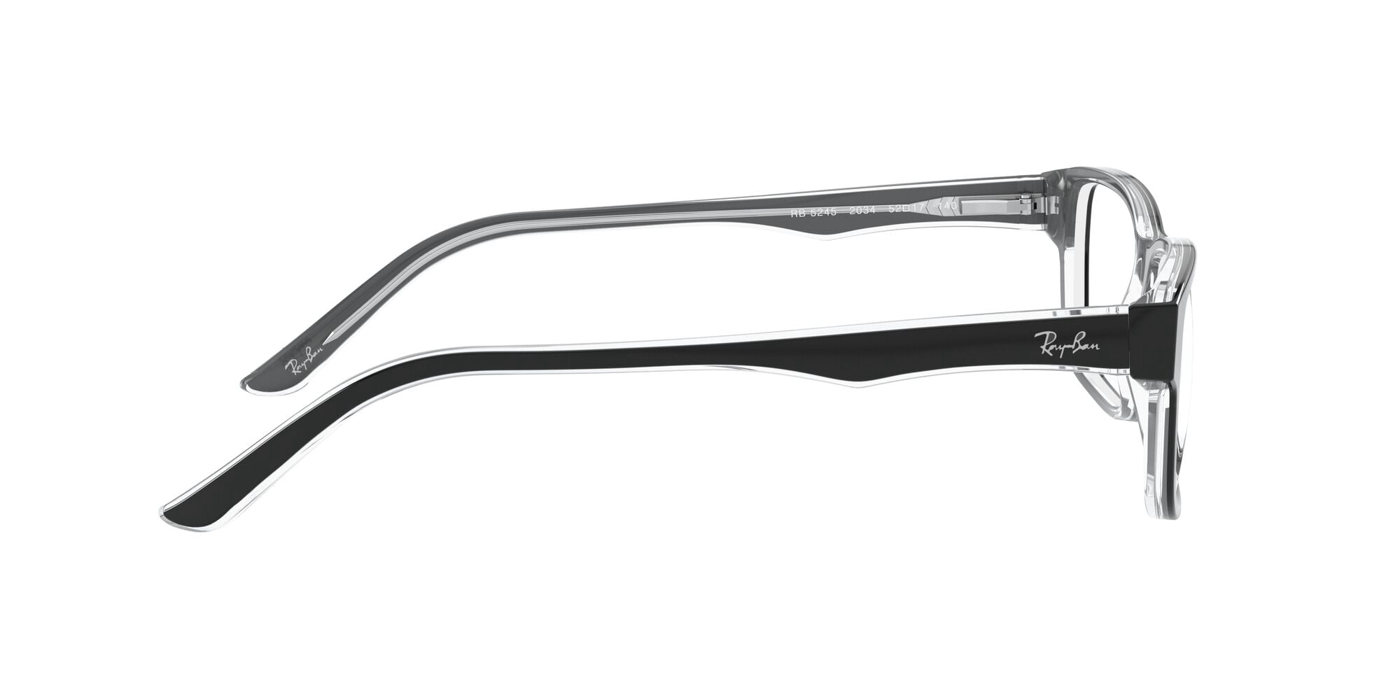Ray-Ban RB5245 Optics Glasses, Prescription Eyeglasses with Case, Demo Lens/Black On Transparent, Size 54