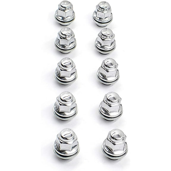 Coyote Wheel Accessories Parts M12x1.25 Mag Seat Factory Style Lug Nut with Washer 1.47" Tall Compatible with Nissan Infiniti (10 Lug Nut, Chrome)