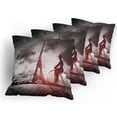 thumbnail image 5 of Ambesonne Eiffel Tower Throw Pillow Cover 4 Pack, Man on Retro Bicycle, 16", Grey Pink Black, 5 of 7