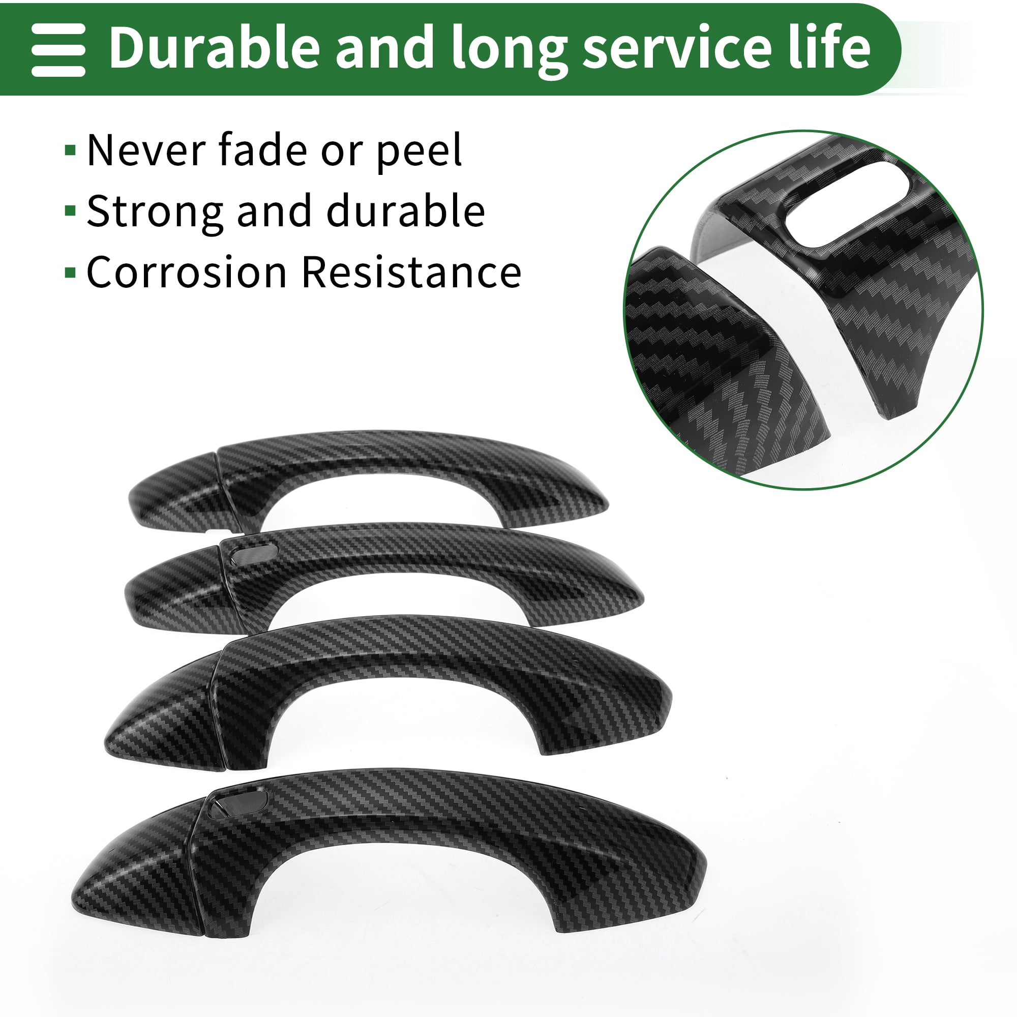 Unique Bargains Smart Car Door Handle Cover Trim for VW Golf 2013-2020 ABS Black