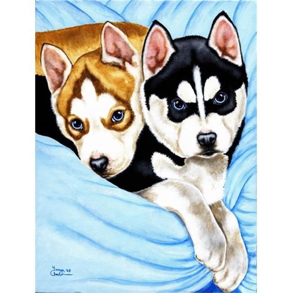 Snow Angels Siberian Husky Flag Canvas House Size