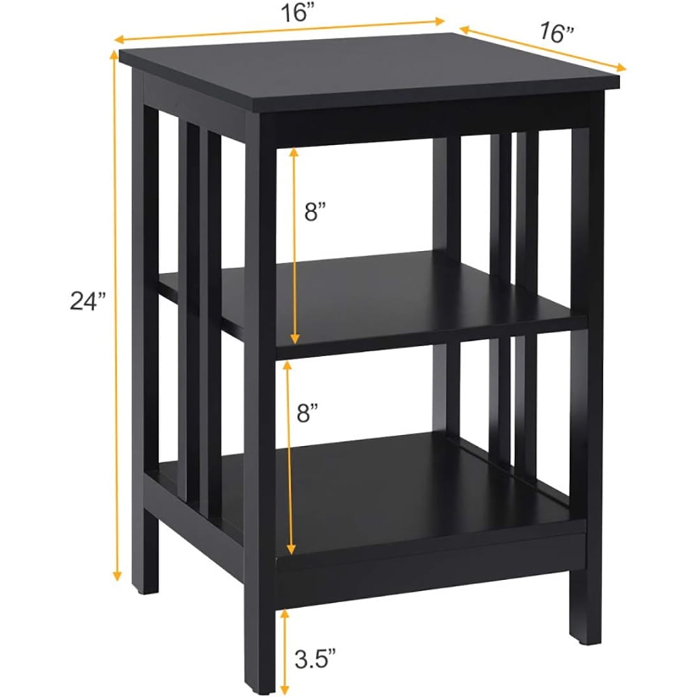 Finihen Side Table, 3-Tier Nightstand Sofa Side Table with Baffles and Round Corners, Bed Side Tables, for Living Room, Bedroom, Black Finihen Side Table, 3-Tier Nightstand Sofa Side Table with Baffles and Round Corners, Bed Side Tables, for Living Room, Bedroom, Black