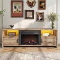 thumbnail image 2 of Bestier 71" Fireplace TV Stand for TVs up to 75" LED Entertainment Center with 23" Remote Control Electric Fireplace, Pinewood, 2 of 8