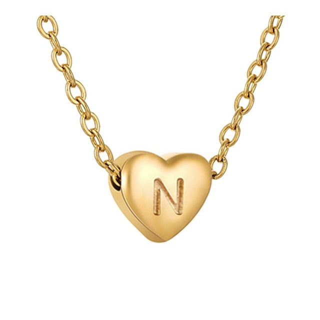 SIfdSeng 26 Collier Alphabet en Forme de Cœur Initiale pour Femmes Colliers en Acier Inoxydable pour Femmes A Z 26 Alphabet Initiale Colliers en Or pour Femmes Filles