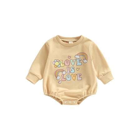 

Bagilaanoe Newborn Baby Girl Rompers Letters Flower Rainbow Print Long Sleeve Bodysuits 3M 6M 12M 18M Infant Casual One Piece Short Jumpsuit