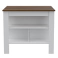 thumbnail image 2 of TUHOME Cala Spacious Wooden Top Kitchen Island w/3 Shelves, White & Caramel, 2 of 11