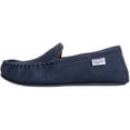 thumbnail image 5 of SNUGRUGS Leo Mens Suede Loafer Moccasin Slippers with Checked Cotton Inner and Rubber Sole - Navy - US 10, 5 of 7