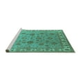 thumbnail image 2 of Ahgly Company Machine Washable Indoor Square Oriental Turquoise Blue Industrial Area Rugs, 3' Square, 2 of 4