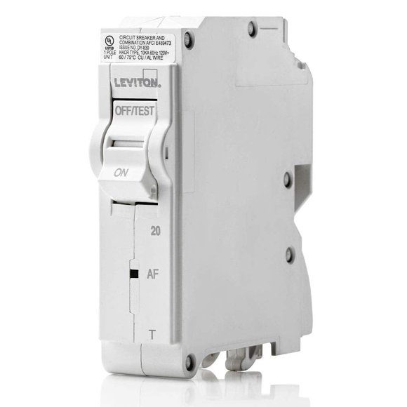 Leviton LB120-AFT 20A Disjoncteur de Branche AFCI 1 Pôle, Thermique Magnétique, 120V, Blanc