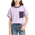 thumbnail image 5 of Eltusu Boys Athletic Shirts, Crewneck Cotton Active Casual Short Sleeve T-Shirts Purple Size 7-8 T, 5 of 7