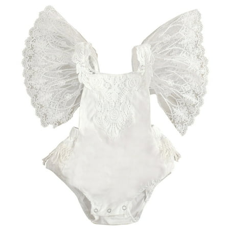 

Girl Outfits 100 For 18 Months-24 Months Fly Sleeve Floral Embroider Tulle Backlessl Lace Bodysuits Baby Girl Rompers