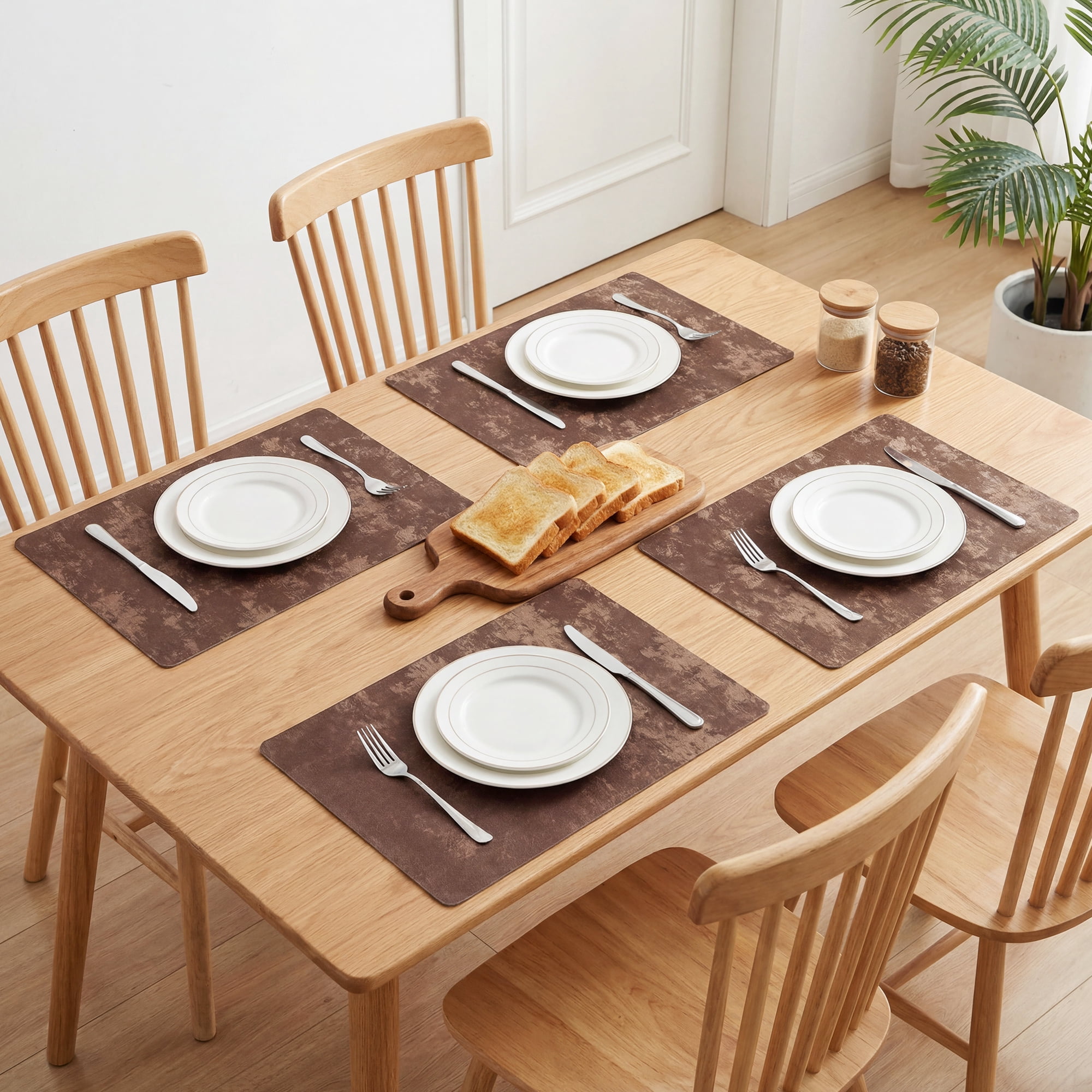 Unique Bargains Waterproof Placemats 4pcs Dark Brown 17.7"x11.8"