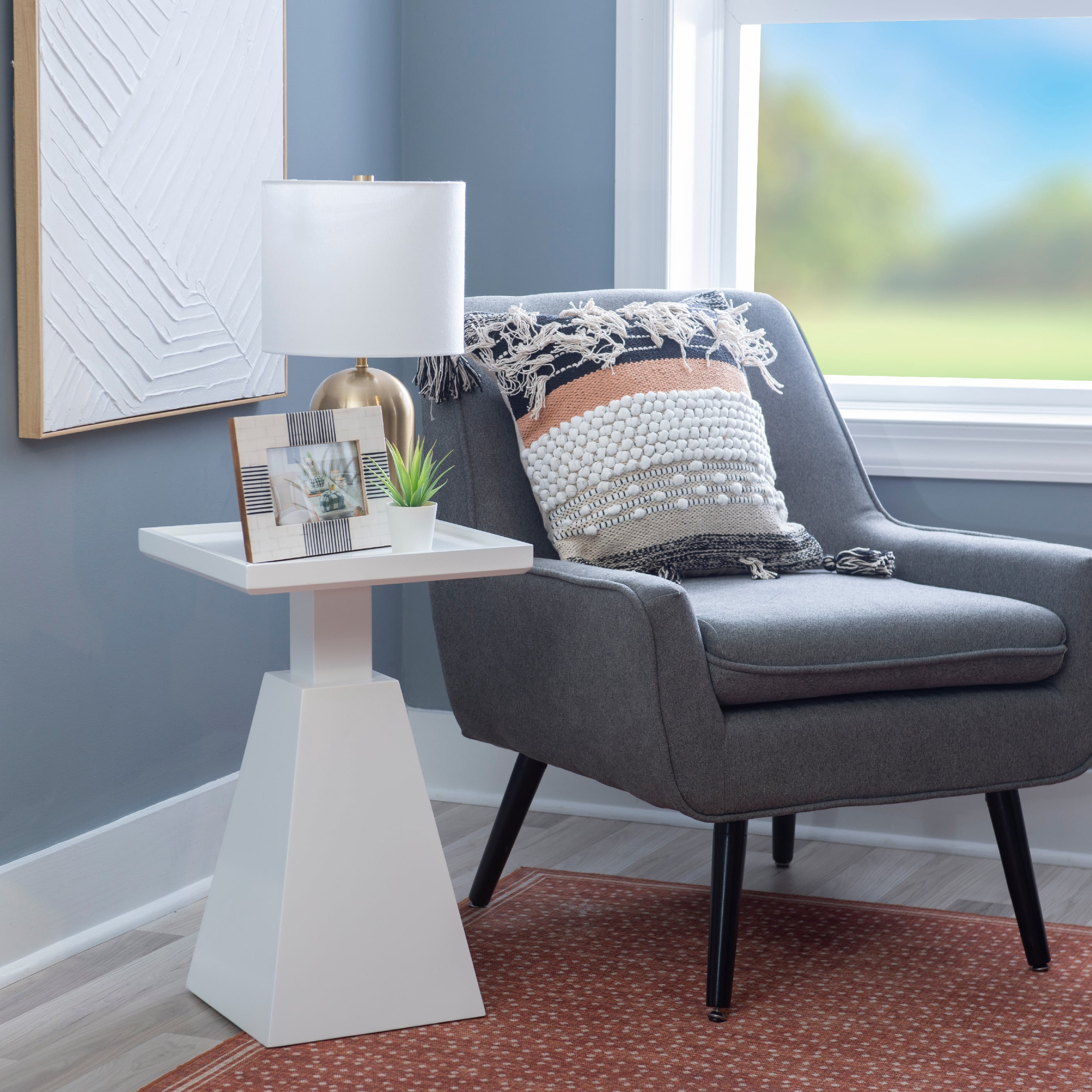 Powell White Caryn Side Table, 22.5" Tall