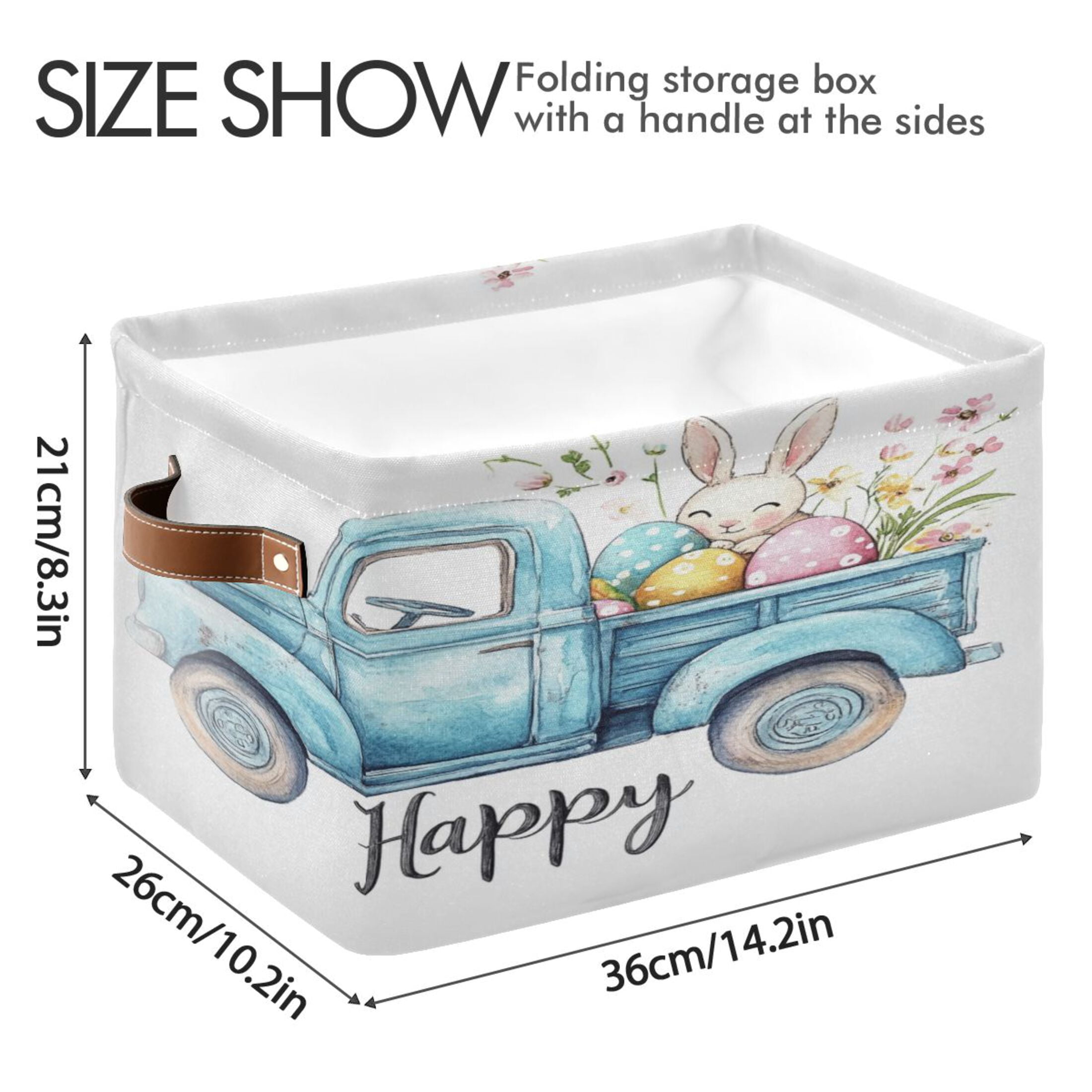 Square Storage Basket 14.2*10.2*8.3 Inch One Sizex2 Shelf Basket Open Home Storage Bins Bedroom Storage Basket Closet Storage Stylish Decor Cute Bunny Easter