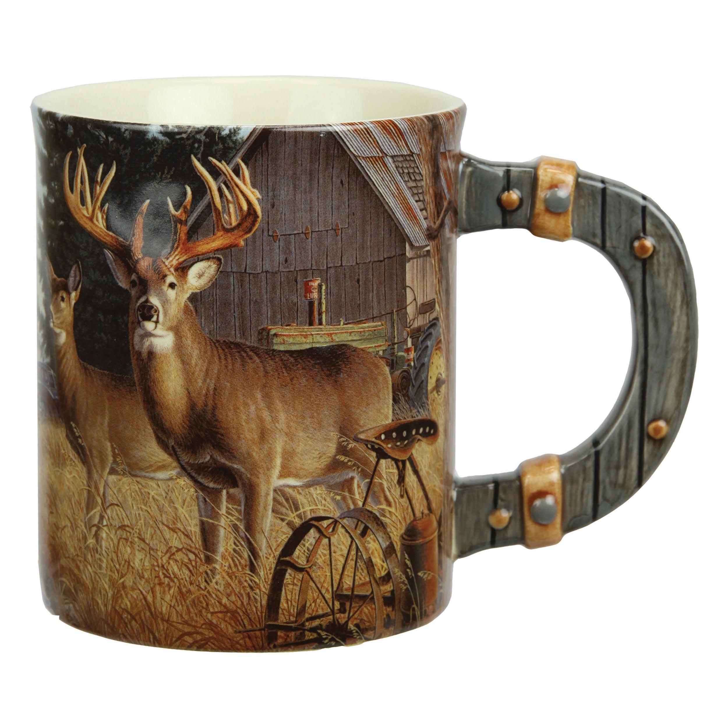 Deer on Farm 3D Ceramic Coffee Mug, Microwave Safe 15 Ounce Large Mug