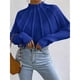 thumbnail image 5 of Suéteres de Punto con Mangas Murciélago y Cuello Alto para Mujer. Azul L, 5 of 7