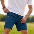thumbnail image 3 of Havenre Men's Casual Cotton Shorts Summer Beach Vacation Short Pants Lightweight Drawstring Elastic Waist Chino Golf Shorts with Pockets Blue S, 3 of 10