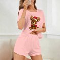 thumbnail image 6 of Dianli 3 Piece Pajama Set Loungewear Women's Short Sleeve Top Shorts And Pants Set Comfortable Cotton Blend Soft Breathable Casual Homewear Sleepwear Gift Set, 6 of 9
