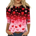 thumbnail image 3 of Lumtrix Womens 3/4 Sleeve Crew Neck T-Shirts Valentina's Day Spring Shirts Love Heart Graphic Tee Tops Loose Fit Tunic Hot Pink M, 3 of 7