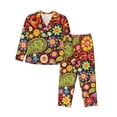 thumbnail image 1 of Balery Hippie Peace Love Conjunto de Pijama con Estampado para Mujer, Conjunto de Dos Piezas con Manga Larga, Ropa de Dormir Suave con Bolsillos, Pijamas Cómodos-Large, 1 of 7
