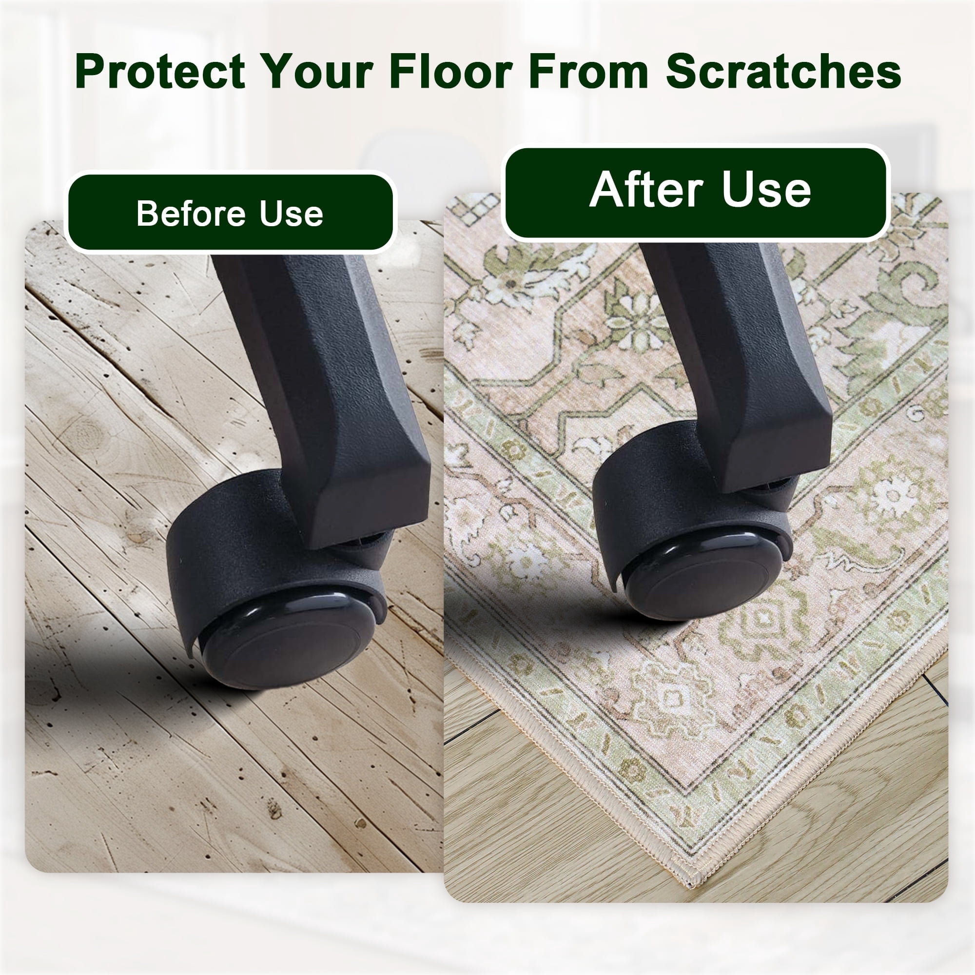 KUETH 36"X 48" Protective Flooring Office Chair Mat for Hardwood Floor and Tile Floor, Heavy Duty Desk Chair Mat for Carpets, Anti Slip Office Floor Mats for Rolling Chairs, Low Pile Under Desk Rug