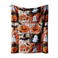 thumbnail image 2 of Halloween Plaid Throw Blanket, Pumpkin Ghost Halloween Blankets for Couch, Super Soft Plush Fleece Autumn Blanket for Sofa Bed Chair, Spooky Season Decor Gift, XS, 2 of 5