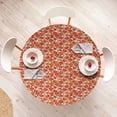 thumbnail image 4 of Ambesonne Floral Fitted Round Tablecloth, Poppies Retro Spring, 36"- 40" Diameter, Orange and Ivory, 4 of 5