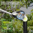 thumbnail image 6 of HOTREE 21V Cordless Pole Hedge Trimmer with 2 x 2.0Ah Batteries and Charger, 12ft Reach 3-in-1 Foldable Hedge Shrub Trimmer and Grass Shear ,Grey, 6 of 8