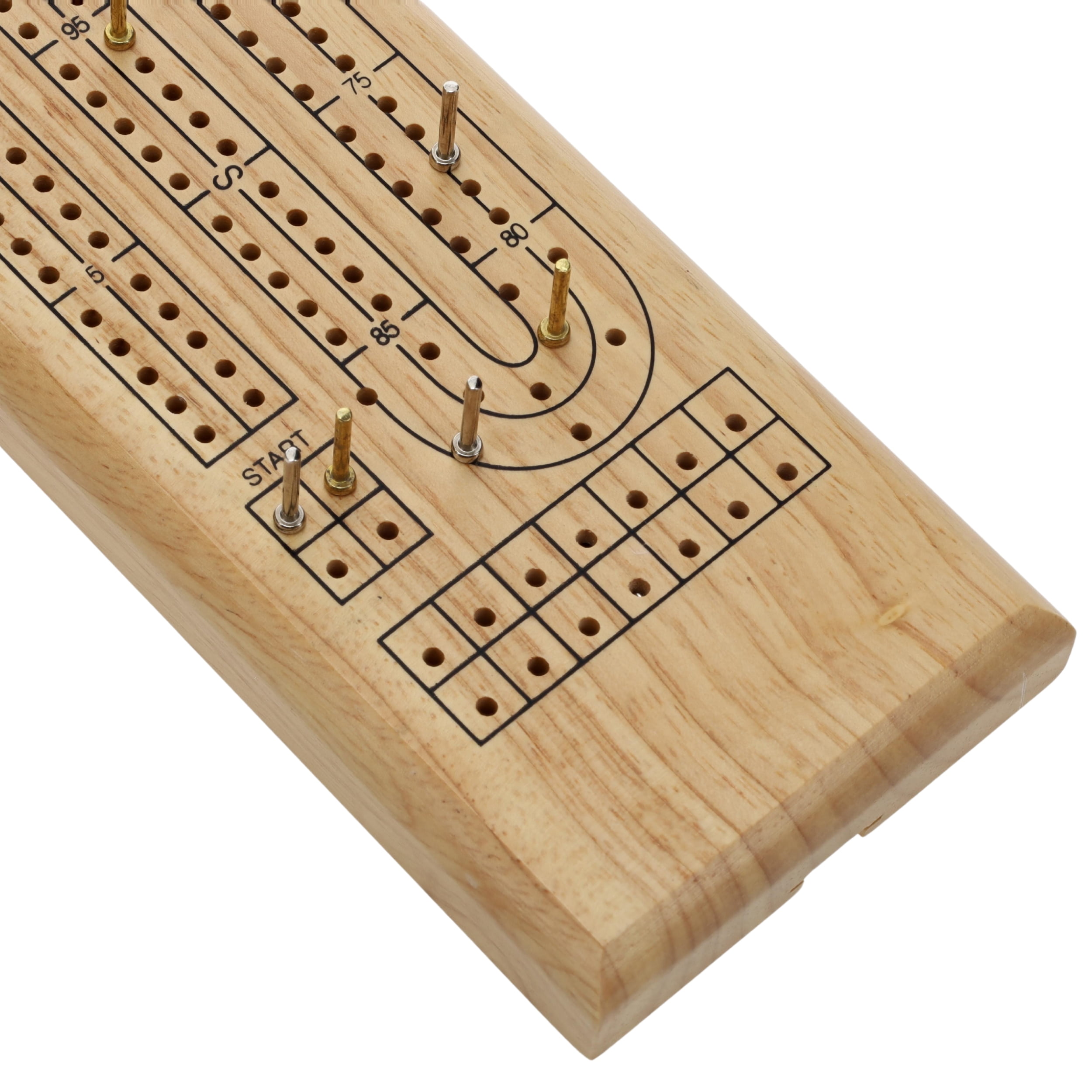 WE Games Classic Cribbage Set - Solid Wood 2 Track Board - Metal Pegs