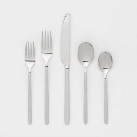 20pc Flatware Set Silver - Room Essentials: Stainless Steel Silverware Set, Service for 4, Includes Forks, Spoons, Knives