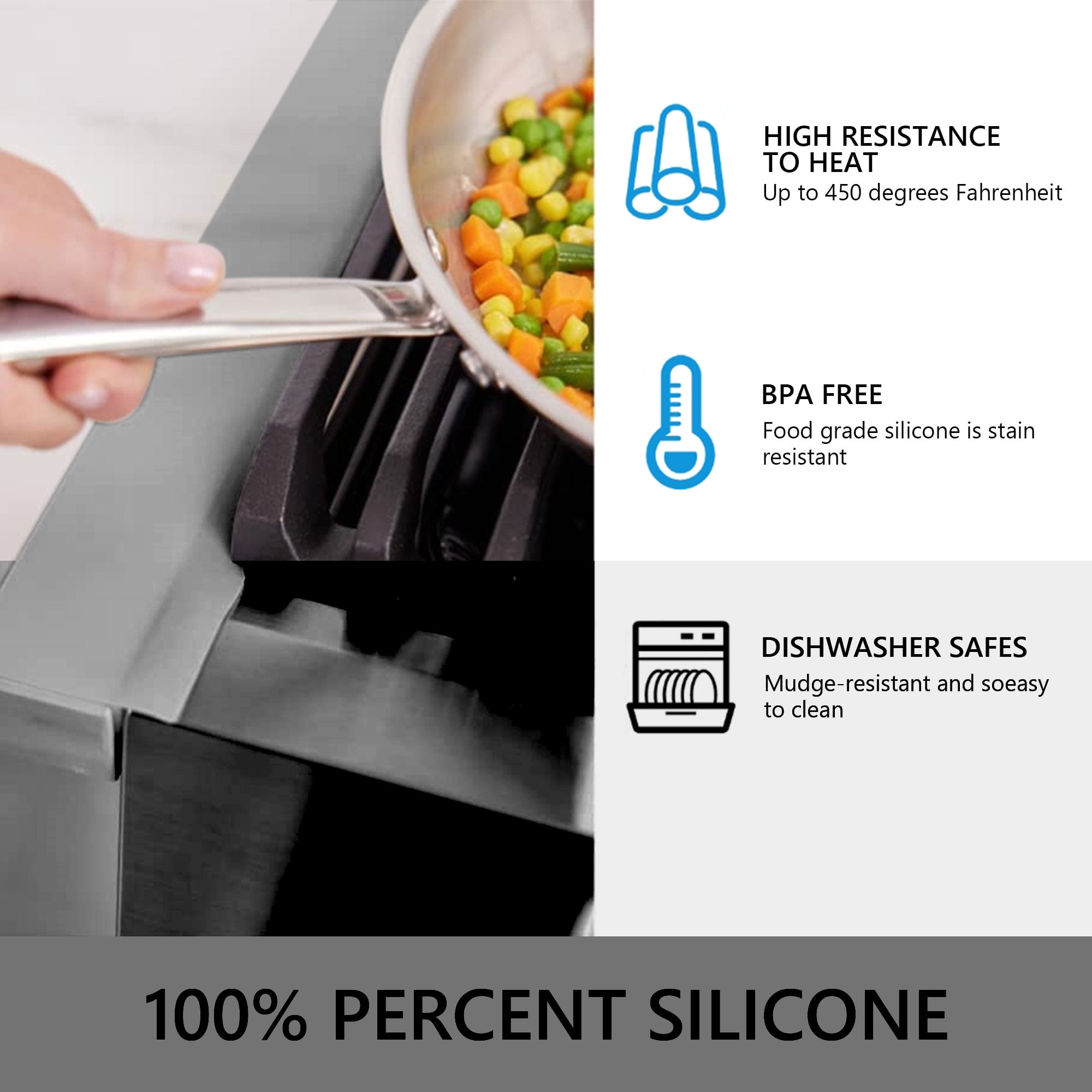 Hengbo 2 Pack Silicone Stove Seam Covers 25inch Cooktop Seal Covers Kitchen Heat Resistant Stove Seam Filler Seal Countertop Oven Stove Washer Washer Dryer Leak Between Grey