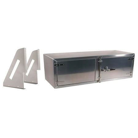 Aluminum Underbody Tool Box Kit &ndash; 18 x24 x60 Side Mount Tool Box w/ Barndoor Double Doors & Paddle Lock & 18 x24 Weld-On Mounting Brackets for Flatbed & Stepdeck Trailers