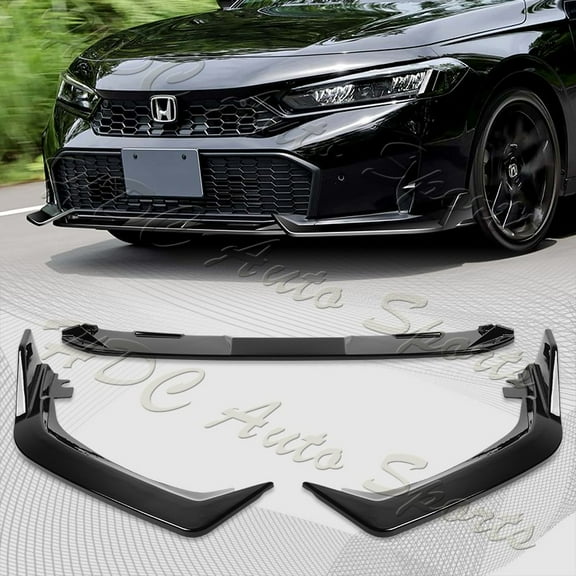 For 2025-2026 Honda Civic Sedan Hatchback Painted Black Front Bumper Lip Spoiler