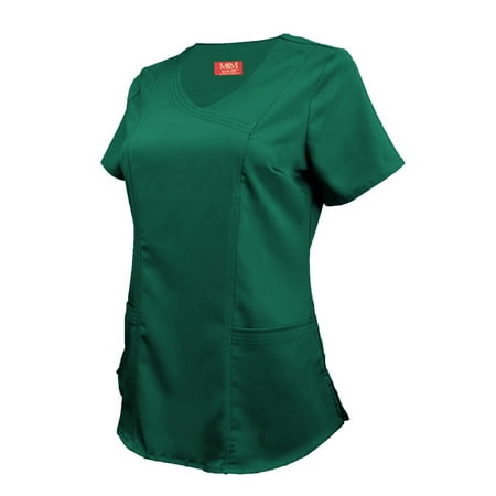 

M&M SCRUBS Women s Ultra Soft Stretch Mock Wrap Scrub Top 8201 (Hunter Green XXX-Large)