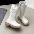 thumbnail image 5 of Quealent Girls' Knee High Riding Boots Cute Bow Riding Boots Non Slip Side Zipper Boots Tall Waterproof Winter Boots White for Size 13, 5 of 9