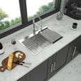 thumbnail image 3 of Stainless Steel Kitchen Sink 33 x 22 x 9 inch Kitchen Sink Drop In 16 Gauge Stainless Steel 33" Single Bowl Topmount Kitchen Sink Basin,Undermount Kitchen Sink, 3 of 8