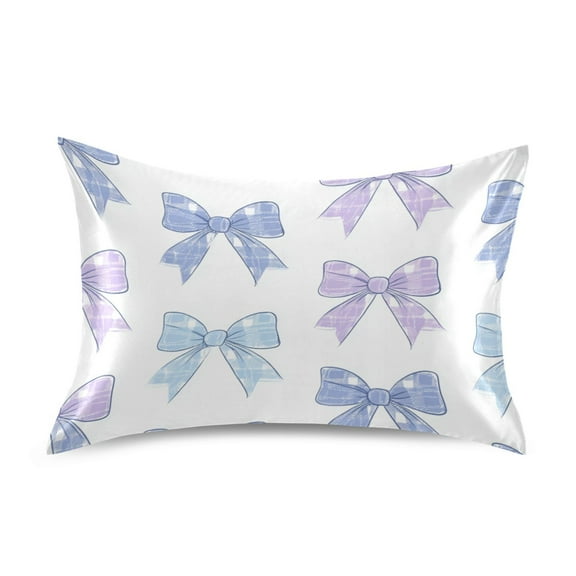Bows in Blue and Purple Satin Pillowcase Envelope Design Pillow Covers 1 Pack Standard Size 20" x 26"