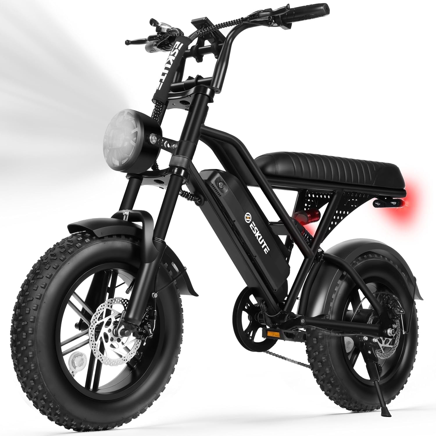 ESKUTE Electric Black Bike for Adults – 500W Motor 48V 13Ah Battery, 19MPH, 16"x4.0" Fat Tire E-Moped, 7-Speed, Up to 60 Miles, Commuter E-Bike for Adul UL2849